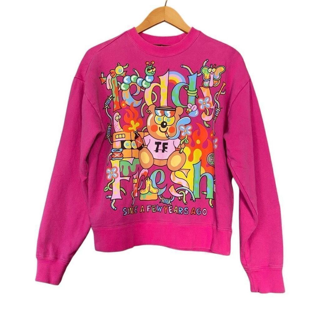 Teddy fresh Do You Feel It Yet Crewnecks pink colorful retro XXS